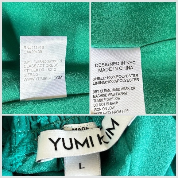 Yumi Kim Class Act Dress in Green Jewel Emerald Swiss Dot Sz L - Picture 14 of 15